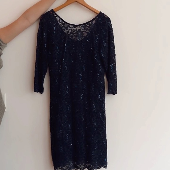 EUC navy lace embellished dress - Picture 2 of 6